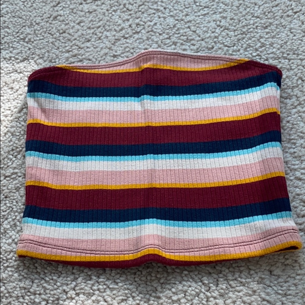 Hollister tube top rainbow striped